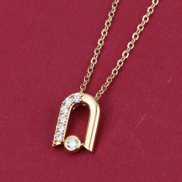 Elegant Rose Gold Necklace with Crystal Charm Chain, XPNL0410 - Picture 1 of 12